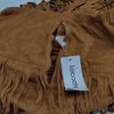 Locachy Womens Faux Suede Fringe Trim Midi Skirt Casual High Waist Bodycon Skirt (Medium, Brown)