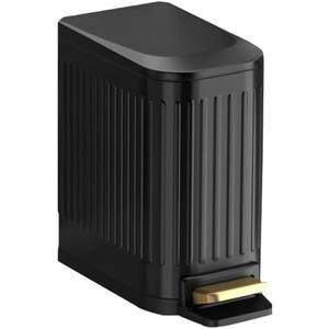 SIDIANBAN Bathroom Trash Can with Lid Soft Close and Foot Pedal, Small Rectangular Slim Garbage Can with Inner Wastebasket for Bedroom, Office, Kitchen, 1.6Gal/6L (Black)