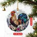 2 x Colorful Rooster Ornament | Farmhouse Christmas Ornaments, Hanging Ornaments for Tree, Christmas Decorations, Holiday Decor Gift | Gifts for Chicken Lover, Farmer | Chicken Themed Gifts, Gift Exchange