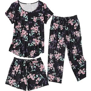 Ekouaer Capri Pajamas for Women Sleeve Pajama  Floral Pj  Soft Sleepwear with Pockets 2XL Ekouaer Capri Pajamas for Women Sleeve Pajama  Floral Pj  Soft Sleepwear with Pockets 2XL