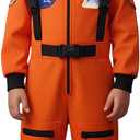 Kids Astronaut Costume Space Outfit for Boys Girls Halloween Dress up (5-7 Years, Orange)
