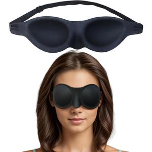 Moisture Chamber Glasses for Dry Eyes - Vowleike Soft Silicone Sleep Goggles, Reusable Comfortable & Lightweight Sleep Mask, CPAP Compatible, Elastic and Stretchable Strap (Black)