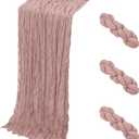 3 Pack Dusty Pink Cheesecloth Table Runner, Size 112x16 inches, Gauze Cheese Cloth Table Runner Rustic Sheer Runner for Wedding Birthday Party Baby Shower Table Decor (Dusty Pink)