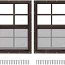2 Pack 16" x 16'' Brown Shed Window with Tempered Glass and Fiberglass Screen Household Sliding Windows with Screws for Shed, Chicken Coop, Playhouse, Garage and Barns
