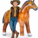 Artcreativity 38" Inflatable Horse Party Decoration, Brown Blow Up Horse, Western Party Decorations & Rodeo Party Decorations Cowboy Theme, Toy for Kids