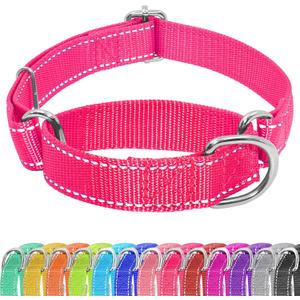 Martingale Dog Collar, Slip Martingale Collar for Dogs with No Buckle, Reflective Pet Trainning Collar for Small Medium Large Dog, Adjustable Heavy Duty Nylon No Pull Slip Collar, XS, Hot Pink (X-Small(Length:9-12'', Width:5/8''))