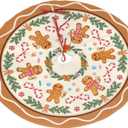 Christmas Tree Skirt,Gingerbread Xmas Tree Skirt Rustic Farmhouse Tree Skirt for Christmas Decor Xmas Holiday Home Party Decorations36