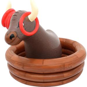 Inflatable Water Bull Ice Bucket with Rings Toss,Bull Cooler Beverage Serving Container Christmas Decorations Party Supplies for Beach Pool Barbecue Camping Interactive Gamesch