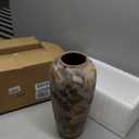 15 Inch Ceramic Rustic Farmhouse Vase, Handmade Pottery Flower Vases for Home Decor, Brown Ceramic Vase for Living Room, Table Centerpieces & Shelf Decor, Wedding Gifts (Large)