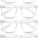 HAPJOYS Clear Reading Glasses Women Blue Light Blocking Readers +1.75 Transparent Square Cheaters Glasses 4 Pack Reduce Eyestrain Protect Eyes