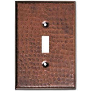 Monarch Abode Single Toggle Light Switch Cover Plate  1-Gang Pure Copper Outlet Covers, Hand Hammered Decorative Outlet Cover Wall Plates, Light Switch Plate Covers for Electric Outlets, Pack of 1