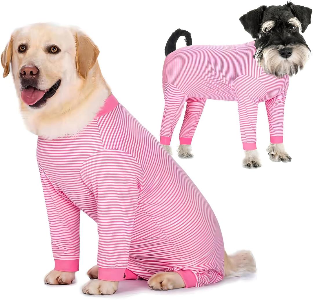Yeapeeto Dog Onesie Surgery Recovery Suit for Large Bodysuit Dogs Pajamas PJS Full Body for Shedding, Prevent Licking, Wound Protection, Cone Alternative (X-Large, Pink)
