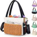 DALINDA Crochet Bag Organizer,Yarn Bag and Tote- Yarn Storage with Multiple Pockets for Crochet Supplies, Knitting Bag for Gifts,Portable & Durable(Brown)