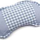 Buckwheat Hulls Pillows for Sleeping Small Cervical Pillow with Washable Cover Moon Shaped Cooling Pillow Neck Support for Side and Back Sleeper (22x12 inch, Blue)