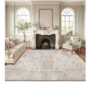 LUMI 8x12 Washable Area Rug for Living Room, Ultra Soft Vintage Rugs with TPE Non Slip Backing, Stain Resistant, Low Profile Carpet High Traffic for Bedroom, Dining Room