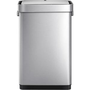 EKO Deluxe Mirage-T 50 Liter / 13.2 Gallon Touchless Rectangular Motion Sensor Trash Can, Matte Stainless Steel Finish