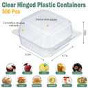 300pcs Clear Plastic Takeout Containers 5x5 Inch Disposable Plastic Containers Hinged Clamshell Dessert Boxes with Clear Lids