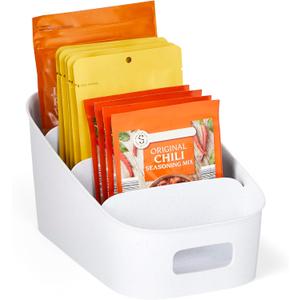 YouCopia ShelfBin Packet Organizer, 4-Tier Stairstep Raised Divided Bin, BPA-Free Storage Caddy for Kitchen Pantry and Cabinet Organization, Tea Bags, Medicine, and More