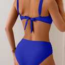 Eomenie Bikini Sets for Women Color Block Two Piece Bathing Suit V Neck Tie Back Swimsuit,XL