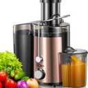 Juicer Machine, 800W Centrifugal Juicer Extractor with Wide Mouth 3 Feed Chute for Fruit Vegetable, Easy to Clean, Stainless Steel, BPA-free (Rose Gold)