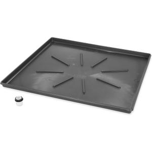 Camco 20784 Low Profile Washing Machine Drain Pan with PVC Fitting, 30 -Inch x 34 -Inch, Graphite - Protects Your Floors from Washing Machine Leaks - Easy to Use