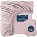 LANE LINEN 100% Organic Cotton Fitted Sheet Queen, Fully Elasticized French Reinforced Seams Soft & Comfy Snug Fit Eco Friendly Queen Size Fitted Sheet only (Pillowcases Included)- Sepia Rose