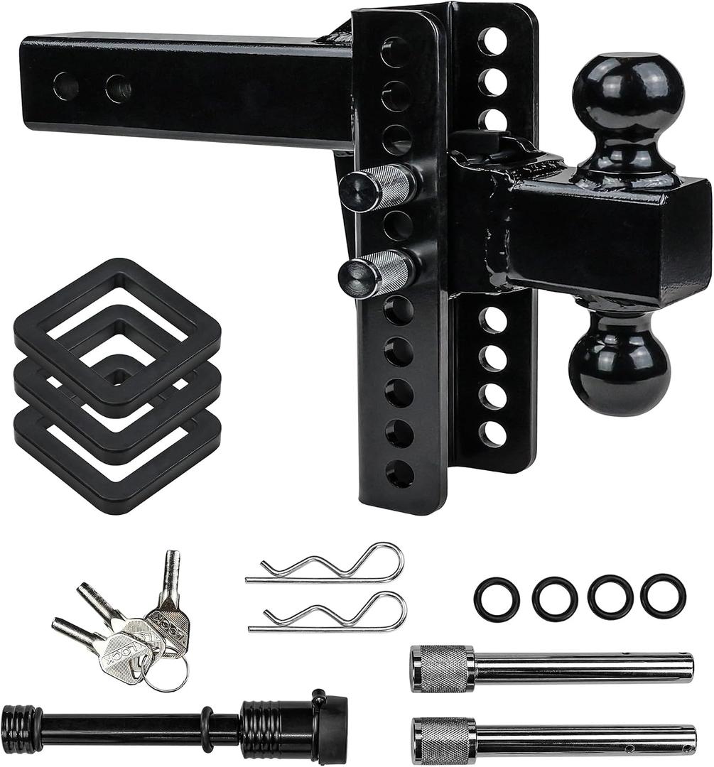 Adjustable Trailer Hitch for 2-1/2" Receiver 8" Drop/Rise, (20,000 LBS GTW)