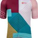 GCRFL Men's Cycling Jersey Short Sleeve Biking Shirt with 3 Rear Pockets + Zipper Pocket Breathable Quick Dry Bicycle Jersey (Large, Purple)