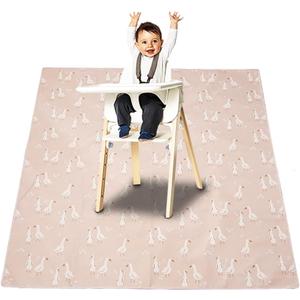 Splat Mat for Under High Chair/Arts/Crafts, Washable Baby Spill Mat Waterproof Anti-Slip Floor Splash Mat, Portable Baby Play Mat and Table Cloth (Goose, 43"x 43")
