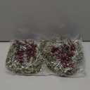 4 Pieces 8" Mini Christmas Wreaths - Small for Kitchen Cabinet/Window/Front Door, Artificial Red Berries & Pinecones, Christmas Candle Rings, Table/Farmhouse Decoration (No Ribbon)