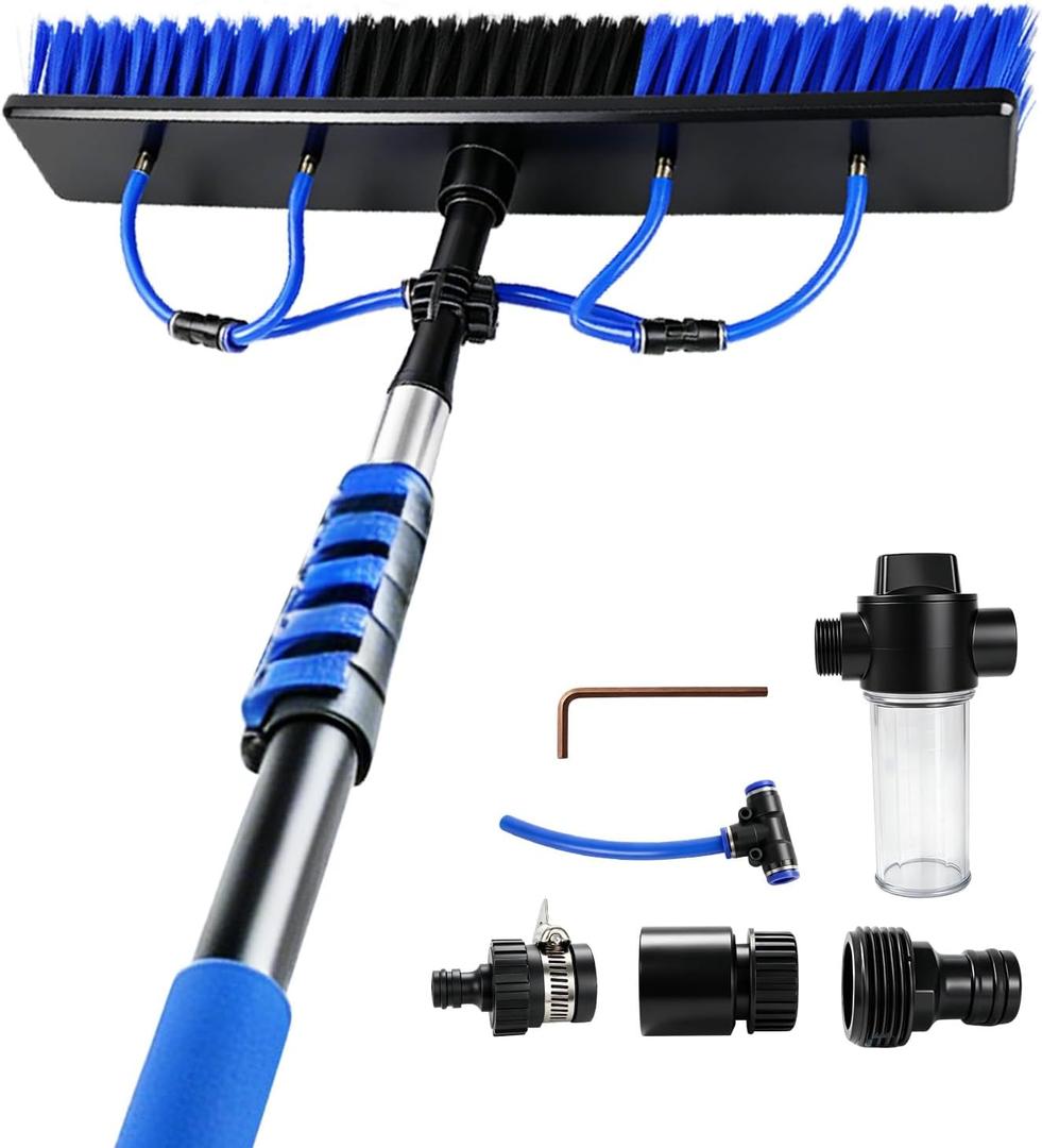 𝐔𝐩𝐠𝐫𝐚𝐝𝐞 Solar Panel Cleaning Kit, 20FT Extension Pole Solar Panel Cleaning Brush, Water Fed Pole Brush with Soap Dispenser, Fit for Solar Panels, Snow Removal