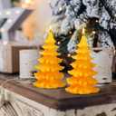 MTLEE 2 Pcs Christmas Tree Shaped Candles Large Xmas Wax Scented Candles 2.5 x 5.5 inch Snow Tree Shaped Candle for Christmas Holiday Table Decoration(Yellow,Style-a)