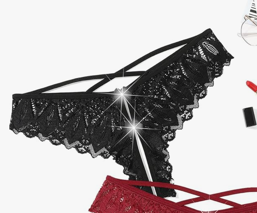 Avidlove Lace Panties for Women Rhinestone Cheeky Briefs Criss Cross String Hipster Underwear XXL