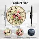 CHGCRAFT 12 Inch Wall Clock Retro Flowers Wall Clock Battery Operated Non Ticking Silent Flowers Decorative Kitchen Clock for Living Room Bedroom Home Office Decor