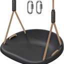 BeneLabel Heavy Duty Swing Seat with Adjustable Rope and Carabiners, Non-Slip Cushion Style Design, Playground Swing Set Accessories for Kids and Adults (Black)