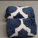 OLANLY Bathroom Rugs 24x16, Soft and Absorbent Microfiber Bath Rugs, Non-Slip Shaggy Shower Carpet, Machine Wash Dry, Bath Mats for Bathroom Floor, Tub and Shower, Navy