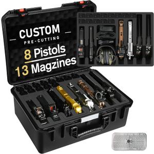 Pistol Gun Case for Multi Handguns - Hold Multiple Pistols & Magazines, Pre-cut Waterproof Hard Shell Gun Box, TSA Approved Pistol Case for SIG Sauer, Smith & Wesson, for Colt, for Revolver, for Glock