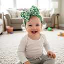 2 x Baby Girl Bows Newborn Headband 0-6 Months Infant Big Bows for Birthday/Baby Shower/Photography/Baby Gifts (Green & four-leaf clover)