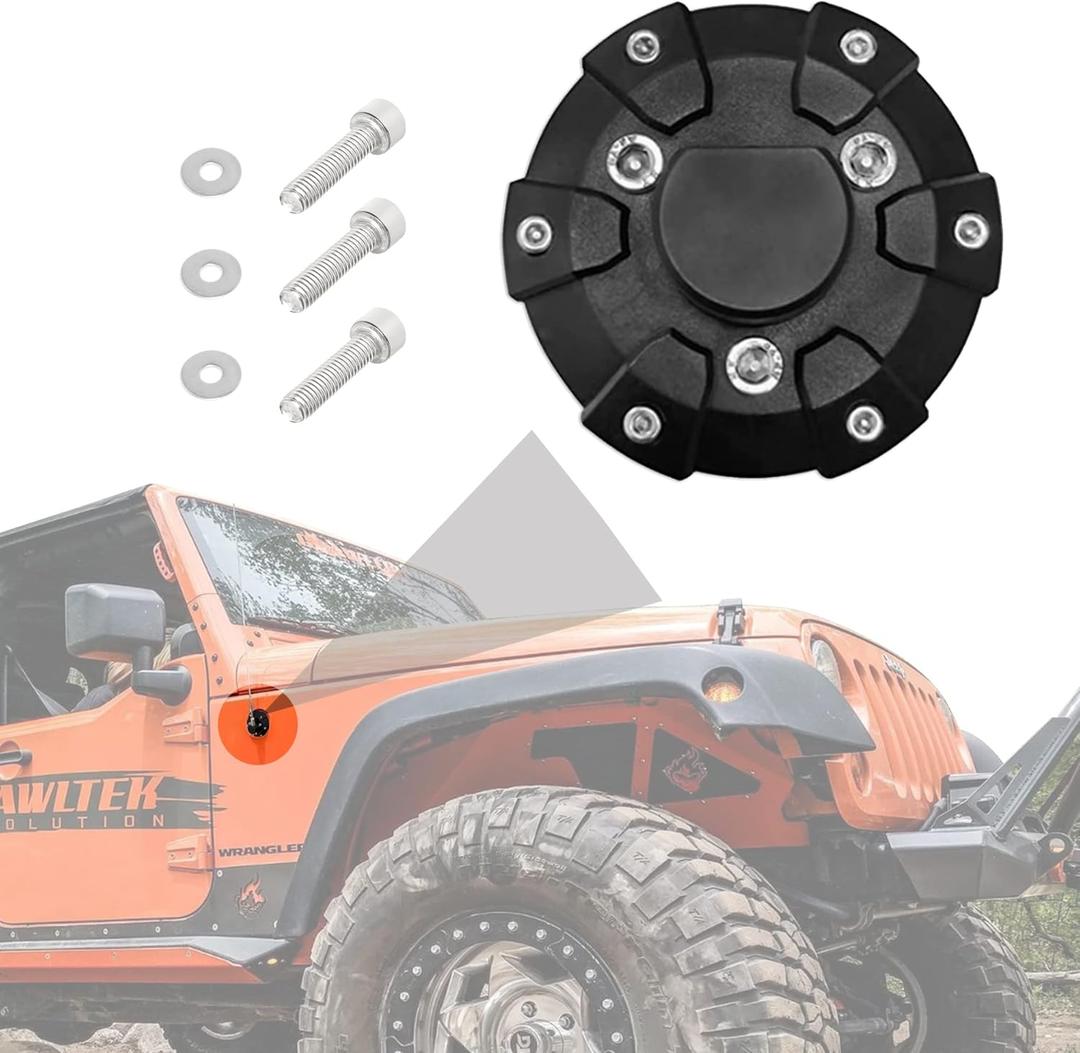 Anina Antenna Base Cover for 2007-2022 Jeep Wrangler JK JKU JL JLU Gladiator JT Steel ABS Antenna Mount Car Aerial Bottom Cover Trim