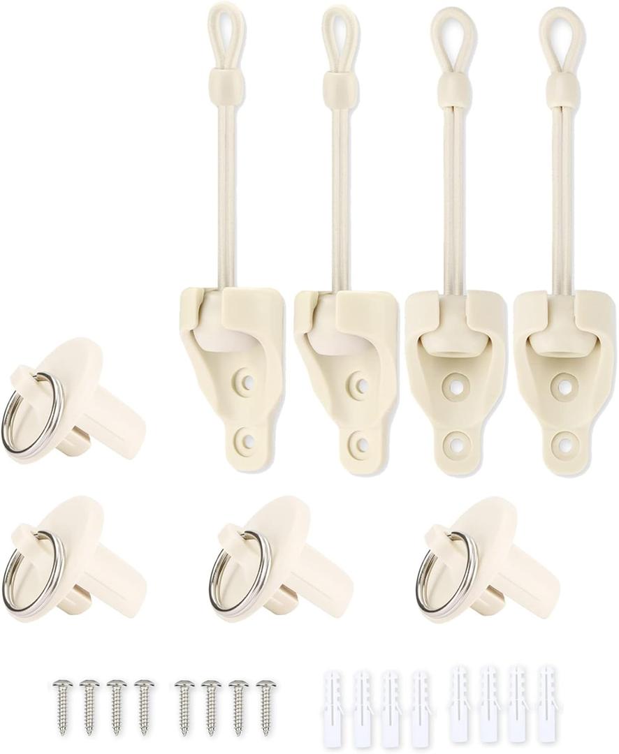 Coolaroo Replacement Parts Shade Tie Downs and End Cap with Ring Kit, Weather Resistance, Compatible with Coolaroo Exterior Roller Shade, Outdoor Blinds(Sand,2 Set) (Beige)