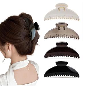 Large Acrylic Hair Claw Clips for Thick Hair, 5 inch Clear Tight Strong Hold Hair Claw Clips for Women Girls