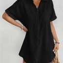 Bsubseach Women Swimsuit Coverup Shirt Dress Button Down Bathing Suit Cover Up Beach Vacation Outfits, Large