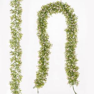 2 Pcs 5.8ft Artificial Baby Breath Flower Vines, Babys Breath Artificial Flowers Real Touch Faux Gypsophila Hanging Fake Baby's Breath Garlands for Wedding and Baby Shower DecorPink
