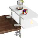 3 in 1 Clamp-on 15.7"x7.5" Desk Extender, Heavy-Duty Side/Top Desk Organizer Shelf, Adjustable Desktop Storage for Office Accessories, Monitor and Laptop Riser, White