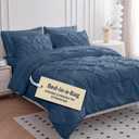 LANE LINEN California King Bed Set - 7 Piece Pintuck Detailing Year-Round Comfort Bed in a Bag - Oversized Comforter, Sheets, Pillowcases & Shams - Clean Aesthetic Soft & Cozy - Navy Blue | True Cal King, Oversized soft feel, Year round use, Clean bed look, Cozy nightly comfort