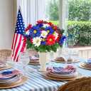 44 Heads Artificial Cemetery Flowers for Grave, 2 Bouquets UV Resistant Outdoor Grave Decorations Daisies, Red White Blue Patriotic Memorial Flowers for Veterans Outdoor Indoor USA 250th Anniversary