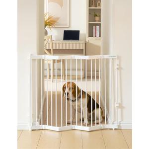No Pawblems Retractable Safty Gate, Metal Adjustable Dog Gate for Doorways, Stairs & Hallways, Expands to 38" Wide, Auto Retract Design, No Bottom Bar, White