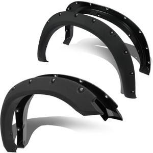 ECOTRIC Fender Flares Compatible with 2009-2010 Dodge Ram 1500/2011-2018 Ram 1500/2019-2023 Ram 1500 Classic Fleetside, Truck Wheel Flares Wheel Cover Textured Black Rivet Style 4Pcs