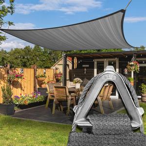ColourTree Heavy Duty 16' x 24' Grey Sun Shade Rectangle Pro Ring Shade Sail, 260 GSM Commercial Grade UPF50 Sunshade, Reinforced Corners & Edges