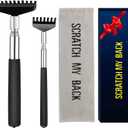 Oversized Back Scratcher Set, 2 Pack Portable Extendable Stainless Steel Telescoping Massage Tool, Gift/Stocking Stuffers for Men Women (Black)